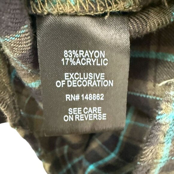 TORRID Flannel Shirt Large (Torrid 0) Olive Green Plaid Heart Long Sleeve Womens - Picture 12 of 13